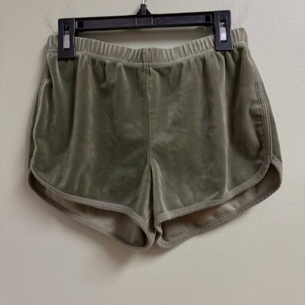 Hollister Womens Green Velour Mini Shorts Size XS Retro Y2K Flirty Casual Summer